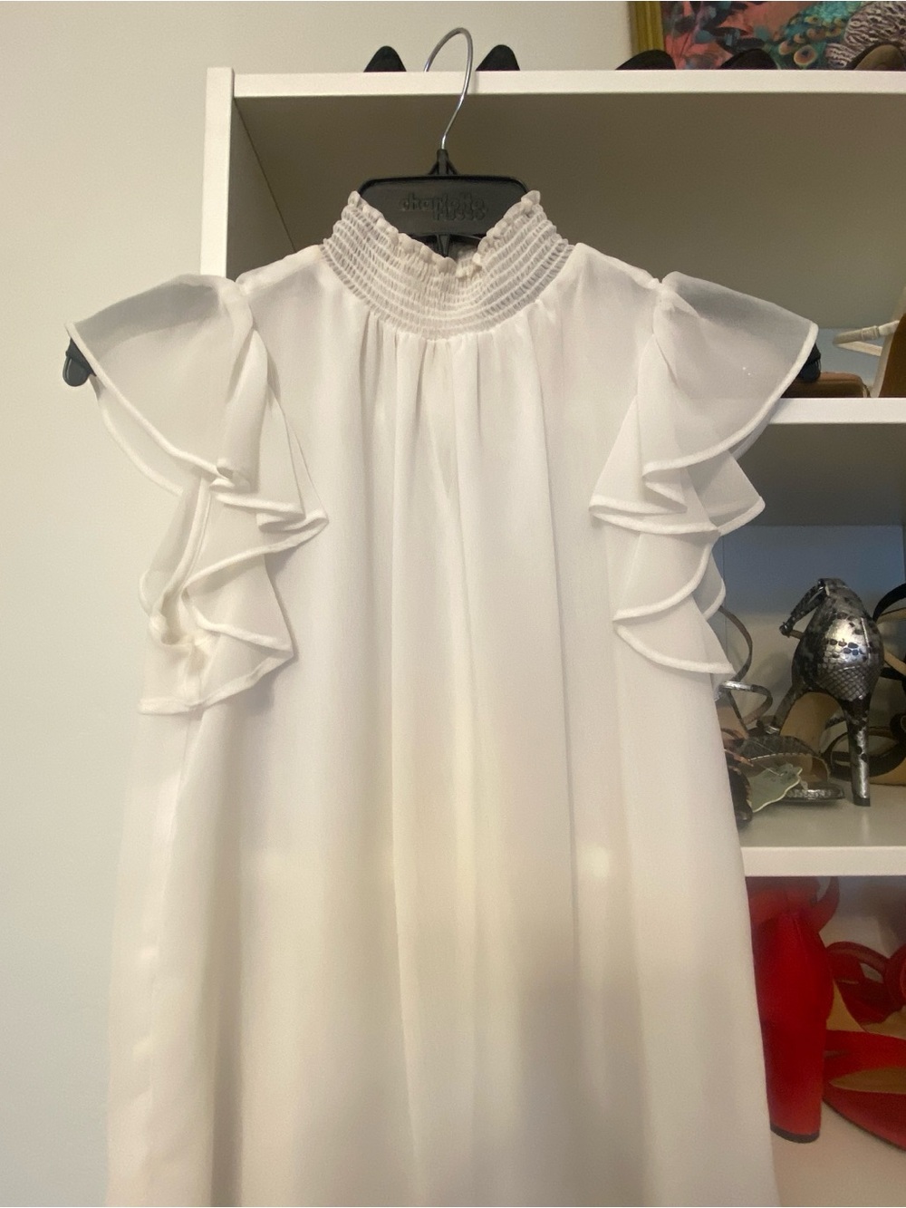 1. State White Ruffled High-Neck Blouse